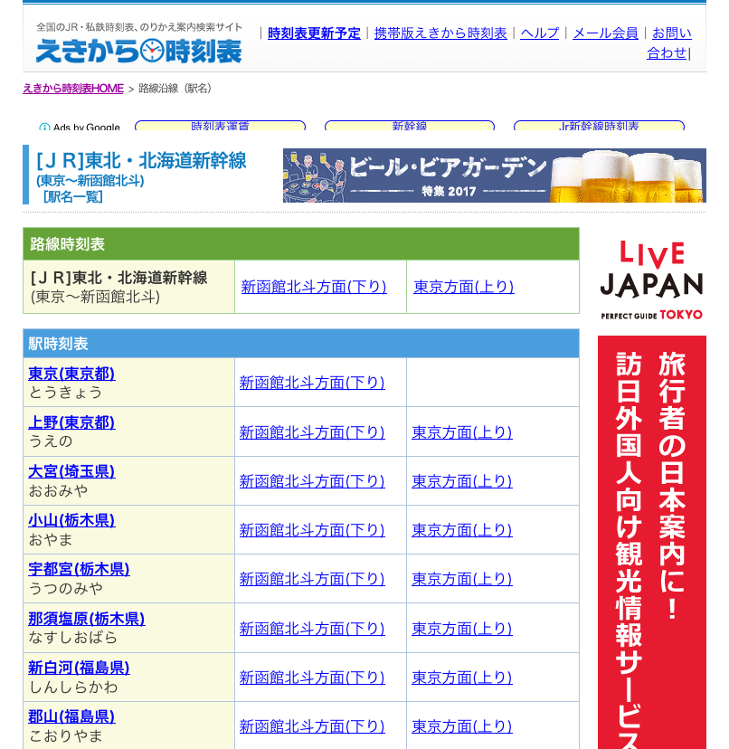 東北新幹線の停車駅一覧や時刻表 グランクラスの料金と予約 旅と観光の手帳